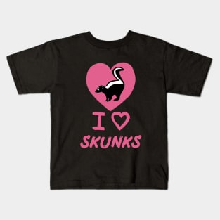 I Love Skunks for Skunk Lovers, Pink Kids T-Shirt